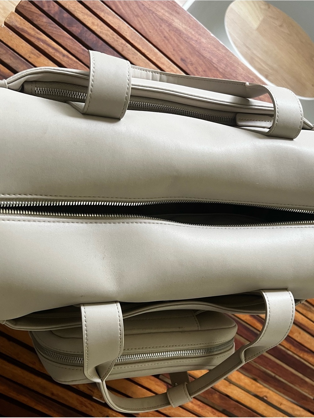 Monos Cream Tote Bag with Matching Pouch - Picture 2 of 3